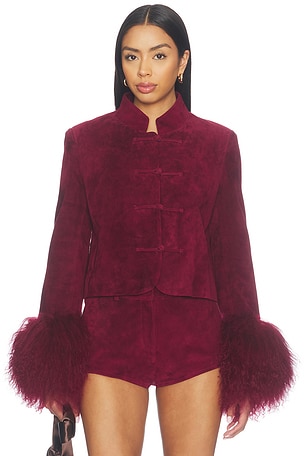 Leighton Shearling Trim Suede Jacket Susanna Chow