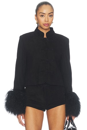 Leighton Shearling Trim Suede Jacket Susanna Chow
