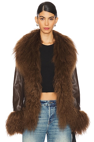 Dorothy Leather Coat With Fur Trim Susanna Chow