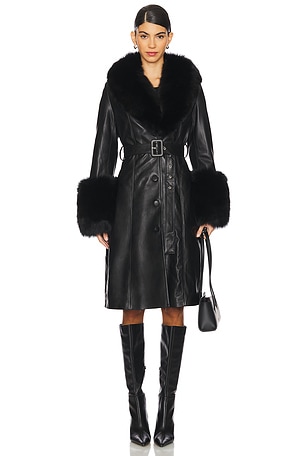 Jojo Leather Coat With Fur Trim Susanna Chow