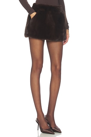 Susanna Chow Sydney Faux Fur Skirt in Chocolate