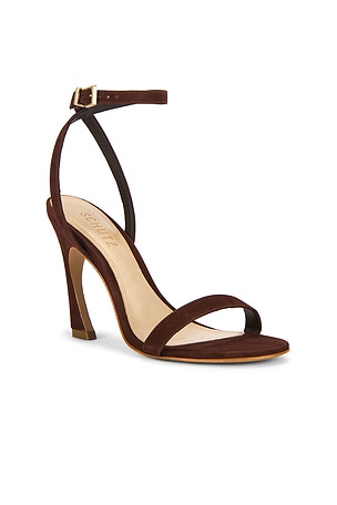 Schutz Cadey-Lee Curve Lace Sandal in Brown