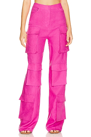 Bardot Faux Leather Corset Bustier en Hot Pink