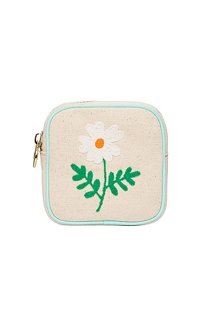 Hand Embroidered Daisy Canvas Mini Pouch Stoney Clover Lane