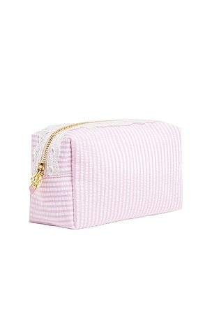 Stoney Clover Lane Small Pouch in Pink Seersucker in Garden Rose Stripe