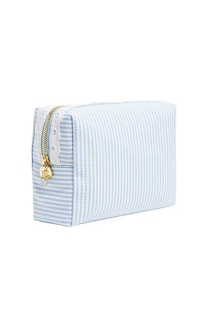 Stoney Clover Lane Large Pouch in Blue Seersucker