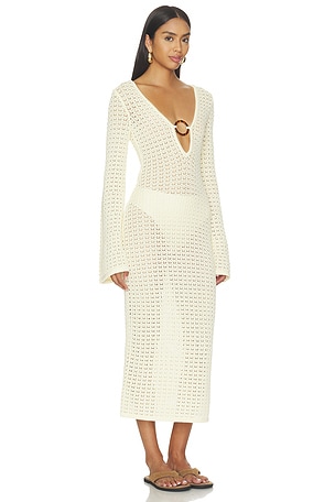 Stone Cold Fox x REVOLVE Averi Pointelle Midi Dress in Yellow