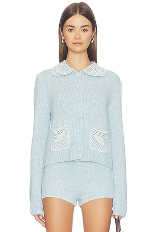 x REVOLVE Adalene Crochet Collar Cardigan Stone Cold Fox