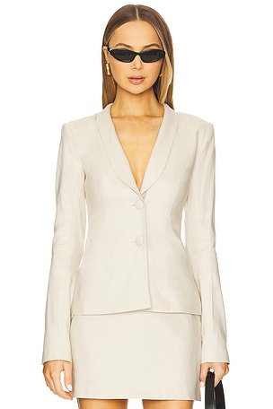 x REVOLVE Krista Linen Blazer Stone Cold Fox