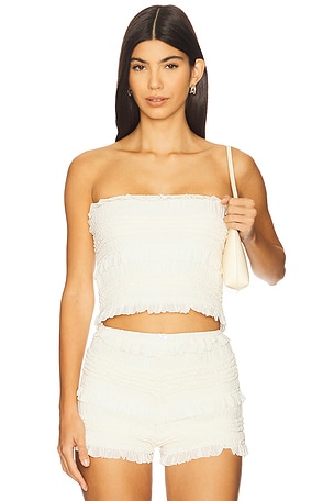 x REVOLVE Faye Smocked Top Stone Cold Fox