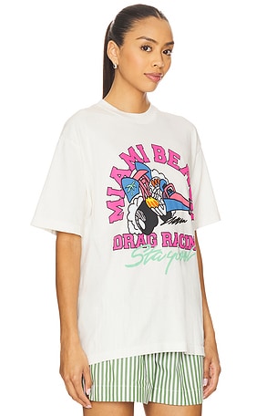 Stay Cool Miami Beach Racing Tee in Cream