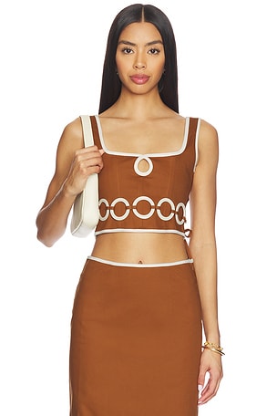 Saudade top corsé zuma en color Marrón,Blanco