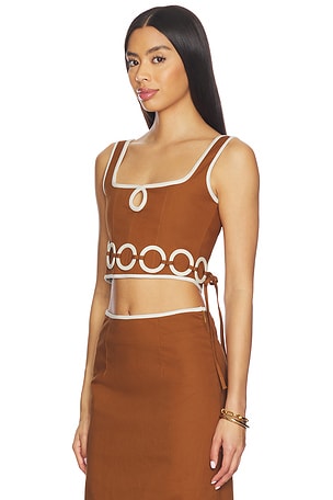 Saudade top corsé zuma en color Marrón,Blanco