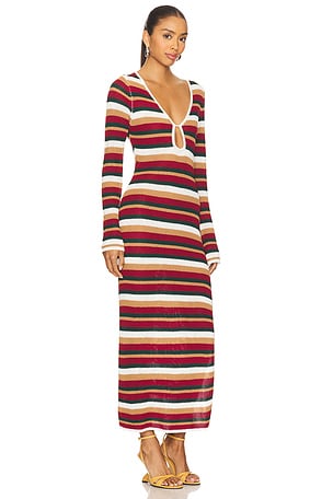 SEVEN WONDERS Benson Sleeved Knit Maxi Dress in Red