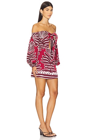 SEVEN WONDERS Brodie Off Shoulder Mini Dress in Red