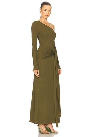 SEVEN WONDERS Bianca One Shoulder Maxi Dress in Green