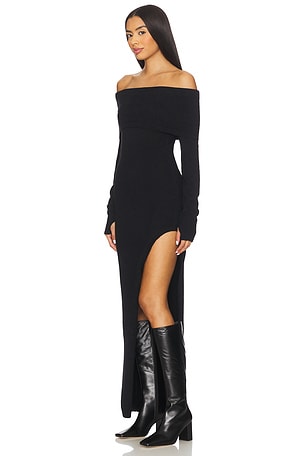 SEVEN WONDERS Barly Off Shoulder Maxi Dress in Black