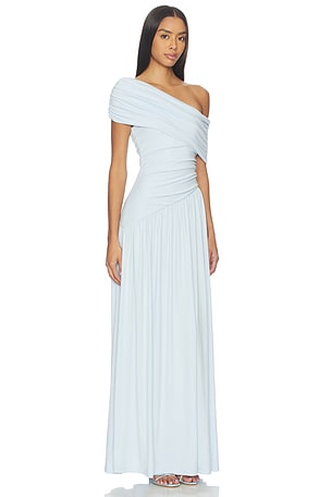 SEVEN WONDERS Malani One Shoulder Maxi Dress in Baby Blue