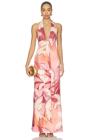 Kaeli Tie Front Halter Maxi Dress SEVEN WONDERS