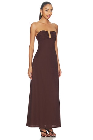 SEVEN WONDERS Martha Strapless Maxi Dress in Chocolate