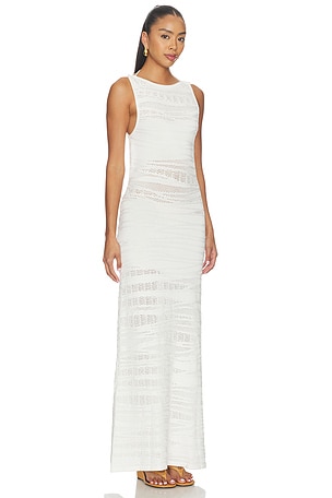 SEVEN WONDERS Wrenley Open Back Knit Maxi Dress in White. Size XL. Also
