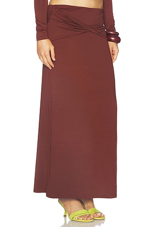 SEVEN WONDERS Kamilla Twist Maxi Skirt in Chocolate