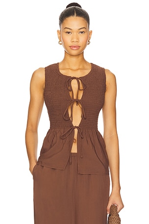 Fleur Shirred Tie Front Top SEVEN WONDERS