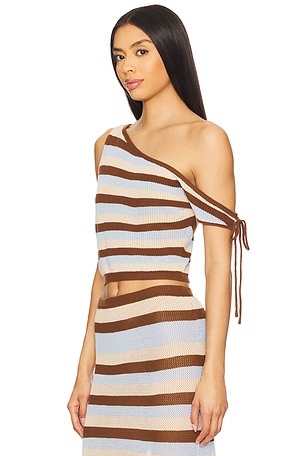 SEVEN WONDERS Hazel Top in Brown,Beige,Baby Blue