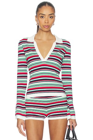 Xyla Collared Long Sleeve Knit Top SEVEN WONDERS