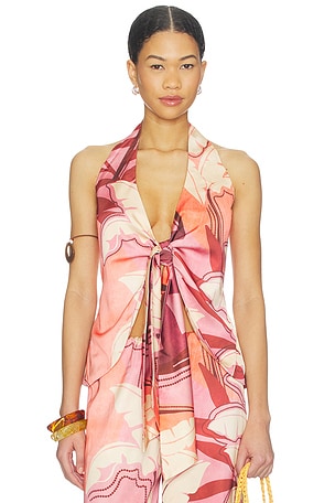 Kaeli Tie Front Halter Top SEVEN WONDERS