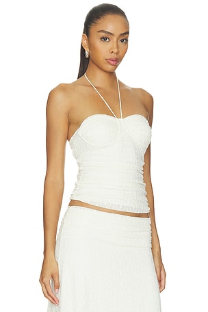 SEVEN WONDERS Samirah Halter Lace Top in Cream