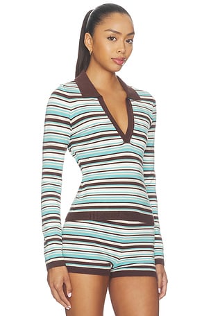 SEVEN WONDERS Xyla Collared Long Sleeve Knit Top in Multi