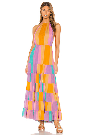 chinese dress ladies Indah Rhea Halter Maxi Dress Cancun Multi / L