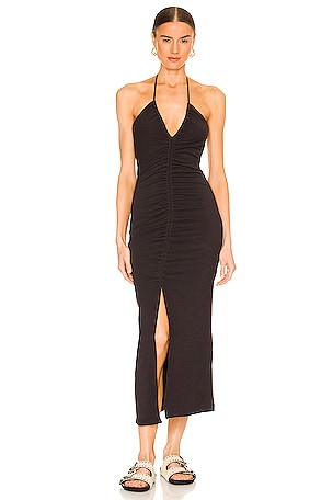 sachin and babi light blue dress MISSGUIDED Elegant Ruched Halter Neck Maxi Dress With Side Cut-Out Detail  And Side Slit｜MISSGUIDED