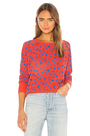SUNDRY Abstract Dots Fitted Raglan Sweatshirt in Lighthouse REVOLVE