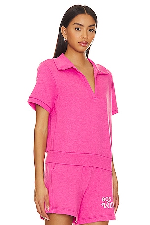 SUNDRY Johnny Collar Top in Fuchsia