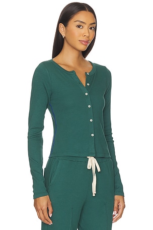 SUNDRY Button Down Long Sleeve Top in Dark Green. Size XS. Also