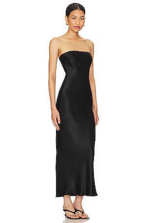 SNDYS Angel Strapless Midi Dress in Black
