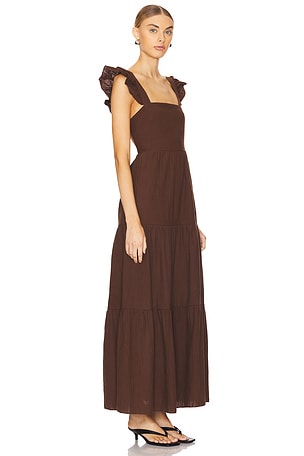 SNDYS x REVOLVE Peaches Linen Dress in Chocolate