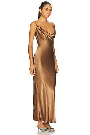 SNDYS Skin Maxi Dress in Metallic Bronze