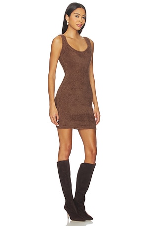 SNDYS Kailey Fluffy Mini Dress in Chocolate