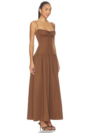 SNDYS Lelessa Maxi Dress in Chocolate. Size XXS. Also