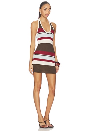 SNDYS Effie Halter Mini Dress in Brown