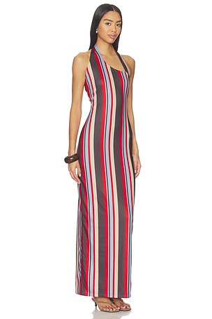 SNDYS Sherri Asymmetrical Maxi Dress in Chocolate,Red