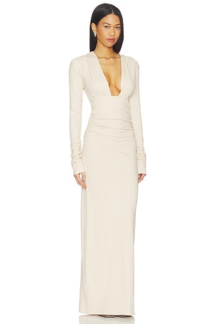 SNDYS Foxx Long Sleeve Maxi Dress in Cream