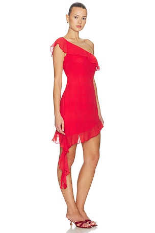 SNDYS Reyen Frill Mini Dress in Red