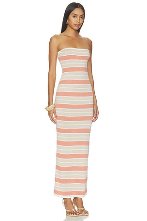 SNDYS Celia Shimmer Maxi Dress in Peach