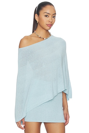 SNDYS Misty Knit Poncho in Baby Blue