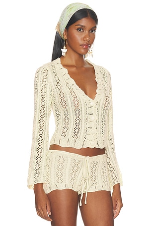 SNDYS Crochet Cardigan in Yellow