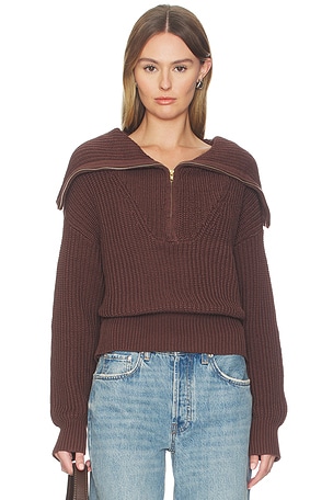 SNDYS Hayley Zip Jumper in Chocolate. Size XXS. Also